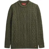 Superdry för män. M6110638A Flätad stickad tröja Jacob grön (M), Casual, Akryl, Hållbar