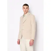 Armani Exchange för män. 8NZG15ZNFNZ1724 Beige kavaj Giacca (46), Casual, Lino, Klassisk