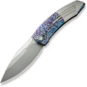 We Knife Sine Wave, Flamed/Satin Ti, Polished BB