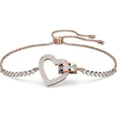 Swarovski Lovely Series Roseguld Hjärta Sammanlänkande Diamantarmband Damarmband 5636443 Box (Random Color)