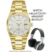 Bulova Super Seville Guldtonat Rostfritt Stål Vit Urtavla Kvarts 97B223 Herrklocka vit