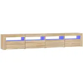 vidaXL Tv-bänk med LED-belysning sonoma ek 240x35x40 cm