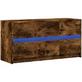 vidaXL Tv-bänk med LEDs rökfärgad ek 100x34x50 cm konstruerat trä
