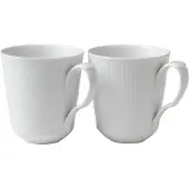 Royal Copenhagen White Fluted Mug-38 Cl-set Of 2 Mugg