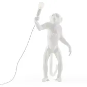 Seletti LED-dekorerad bordslampa Monkey Lamp, vit, stående Lamp, Vitt / opal, Vardagsrum / matsal, Syntetmaterial, Design, Bordslampa