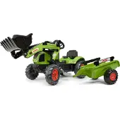 Falk Claas Arion 410 Pedaltraktor för barn med släpvagn och frontskopa