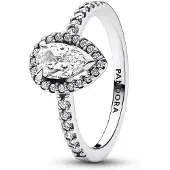 Pandora Timeless Sparkling Pear Halo Sterling silver ring 192835C01-52