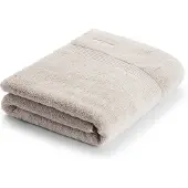 BOSS Beige Aegean-cotton bath sheet with tonal logo