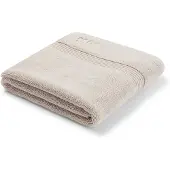 BOSS Beige Aegean-cotton bath mat with tonal logo
