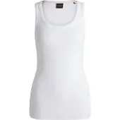 BOSS för kvinnor. 50504245 T-shirt Emmatite vit (L), Casual, Bomull, Ärmlös / Hängselbyxor