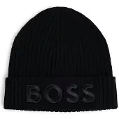 BOSS Virgin-wool beanie hat with embroidered logo