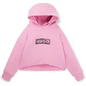 HUGO Kids' fleece hoodie with logo artwork