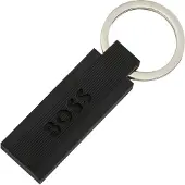 BOSS Logo key ring in black silicone and brass