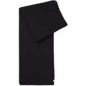 BOSS Ribbed scarf in a cotton blend with logo embroidery