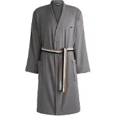 BOSS Cotton dressing gown with signature-stripe belt