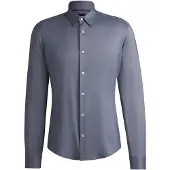 BOSS Slim-fit shirt in structured performance-stretch fabric