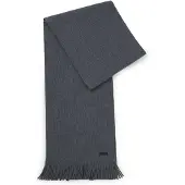 BOSS Knitted scarf in virgin wool with logo detail