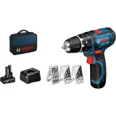 Bosch Professional GSB 12V-15 Slagborrmaskin batteri 2-växel inkl. 2x batterier