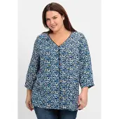 Sheego Blus marinblå / safir / saffran / vit