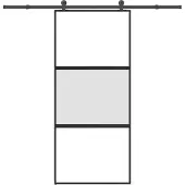 vidaXL Skjutdörr med beslagset Härdat glas och aluminium
