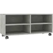 vidaXL Tv-bänk med hjul betonggrå 90x35x35 cm konstruerat trä