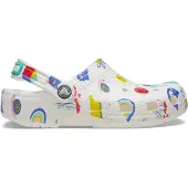 Crocs Barn Classic Doodle Print Clog i Vitt
