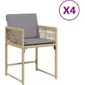 vidaXL Trädgårdsstolar med dynor 4 st blandad beige konstrotting