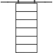 vidaXL Skjutdörr med beslagset ESG glas och aluminium 90x205 cm