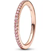 Pandora Moments 14k rose gold plated ring pink cz 182999C01-58