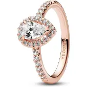 Pandora Timeless Stackable Sparkling Pear Halo 14k Rose gold-plated ring 182835C01-52