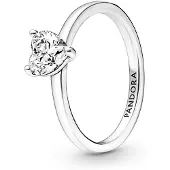 Pandora Stackable Sparkling Heart Solitaire Sterling silver ring 191165C01-54