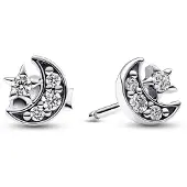 Pandora Moments Sparkling Moon & Star Sterling silver örhängen 292990C01