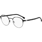 BOSS Round optical frames in black steel with striped hinge