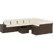 vidaXL Loungegrupp 10 delar med brun dynor konstrotting