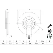 Bosch Bromsskiva 0 986 479 G82 fram, ventilerad, 1 Stycke