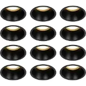 QAZQA Set om 12 infällda spotlights svarta GU10 70mm IP44 - Dept