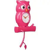 Karlsson väggklocka Owl Pendulum bright pink KA5965BP
