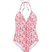 LASCANA Baddräkt beige / grön / lila / rosa / röd / vit