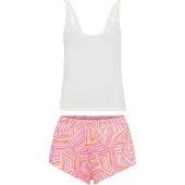 LASCANA Kort pyjamas orange / rosa / vit