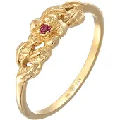Elli Ring 'Blume' guld / blodröd