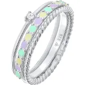 Elli Ring turkos / ljusgul / syrén / silver