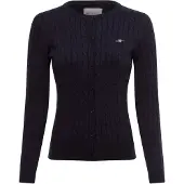 Gant för kvinnor. 4800103 Stickad cardigan i marinblå bomullsjersey med stretch (S), Casual, Lång ärm, Marino