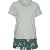 LASCANA Kort pyjamas grönmelerad / blandade färger