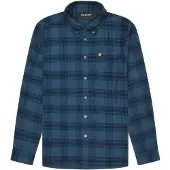 Lyle & Scott Tonalrutig flanellskjorta i marin för herrar