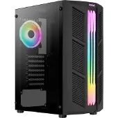 Aerocool Prime ARGB - Mid tower - ATX - genomskinlig sidopanel (härdat glas) - ingen strömförsörjning (ATX) - svart - USB/ljud