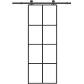 vidaXL Skjutdörr med beslagset ESG glas och aluminium 76x205 cm