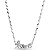 Pandora Moments Sparkling Handwritten Love Collier Necklace Sterling silver halsband 393076C01-45