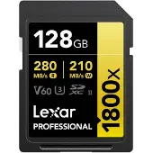 Lexar Professional GOLD Series - Flash-minneskort - 128 GB - Video Class V60 / UHS-II U3 / Class10 - 1800x - SDXC UHS-II