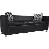 vidaXL Soffa 3-sits konstläder svart