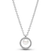 Pandora Timeless Pearl & pave collier Sterling silver halsband 393165C01-45